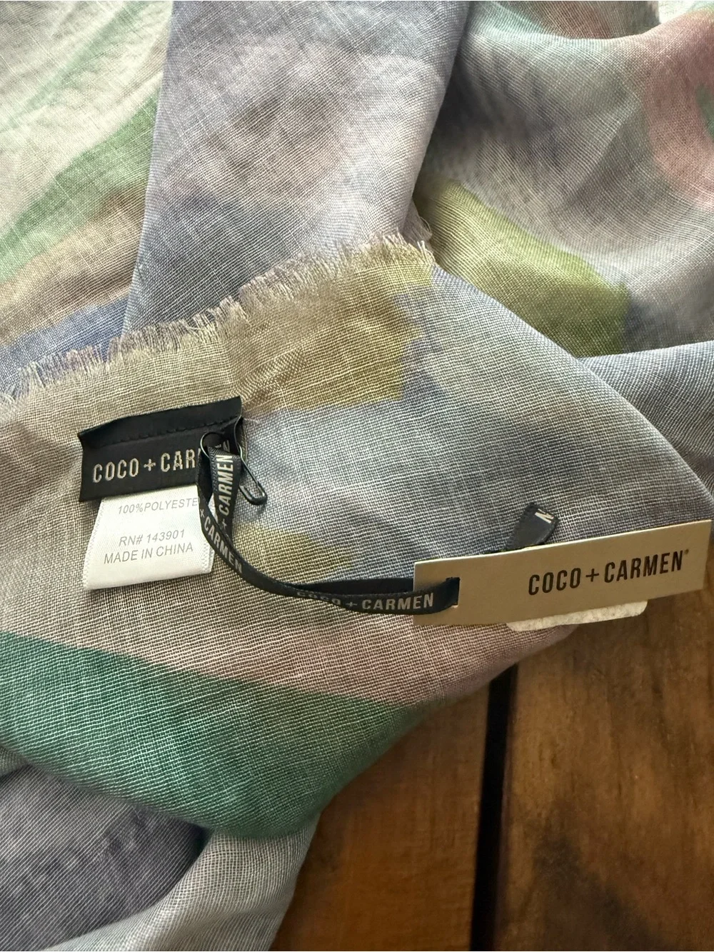 NWT Coco + Carmen Green, Purple and Pink Lightweight Scarf